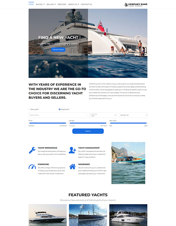 Yacht Brokerage Software - Website Template #4