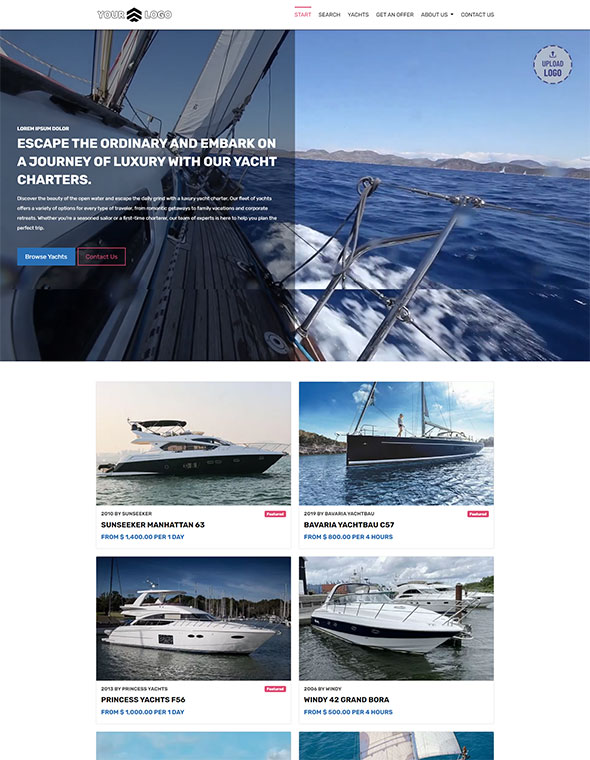 Yacht Charter Software - Website Template #1
